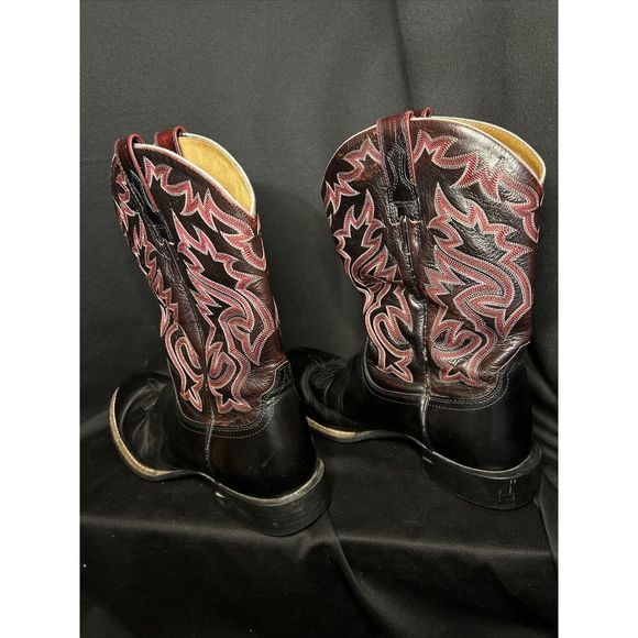 Ariat 38563 Leather Round Toe Cowboy Western Boots Size 9.5 D Men Black Red - Picture 5 of 12